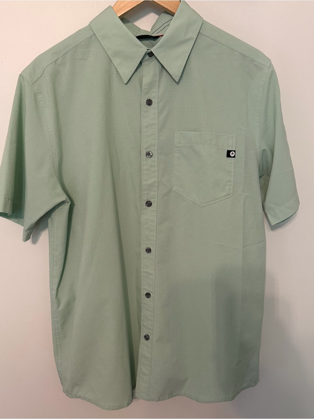 Marmot Mint Green Performance Button Front Shirt Men’s Large Outdoor Hiking
